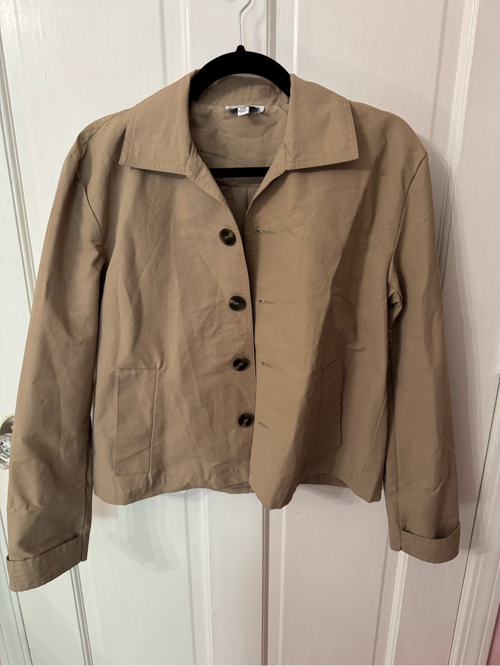 Steve Madden Cropped Utility Jacket Taupe Button Front XS